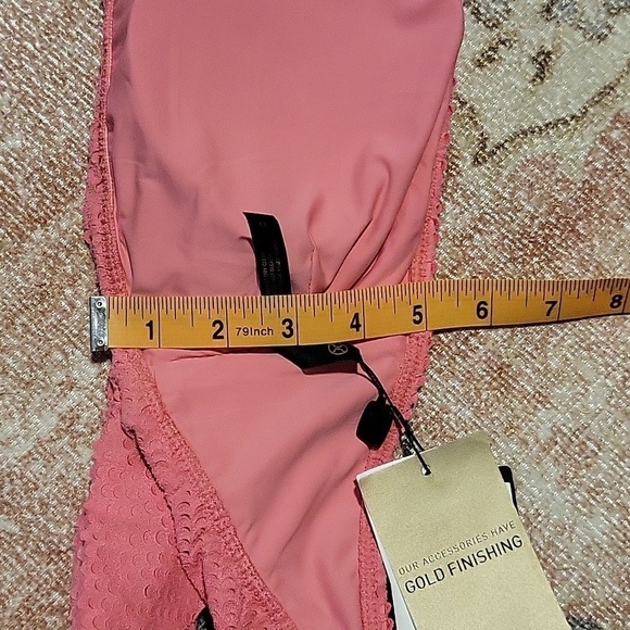 VIX Paula Hermanny Pink Laser Cut Scales Bandeau TOP with Sleeves - Size L D Cup - Picture 14 of 16